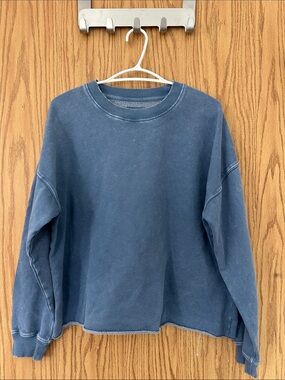 American Eagle Outfitters Washed Blue Crewneck Sweatshirt